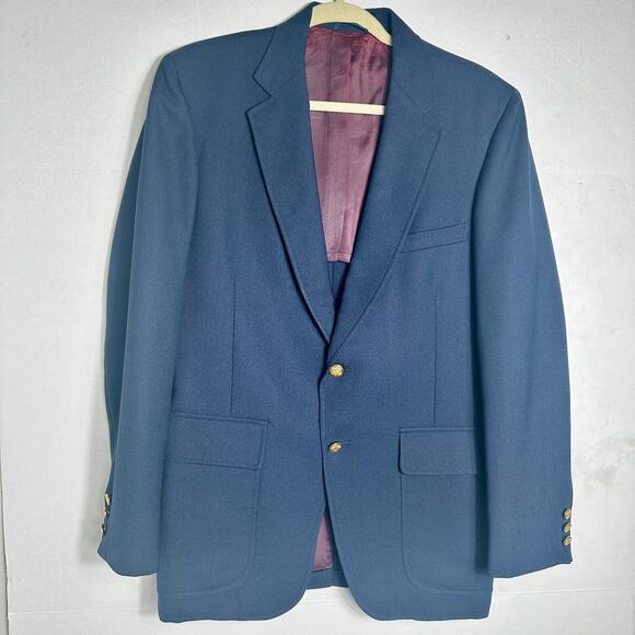 VTG Top Drawer Memphis Blue Blazer 42R Mens Gold Button Sport Coat USA Made READ - Picture 2 of 8